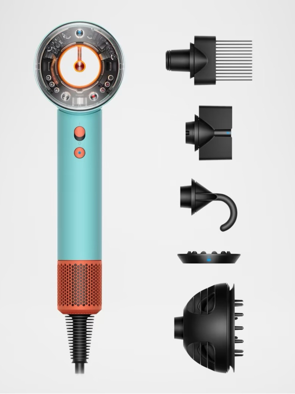 Dyson Men Grooming Hair Dryer with Multiple Attachments - Teal & Orange